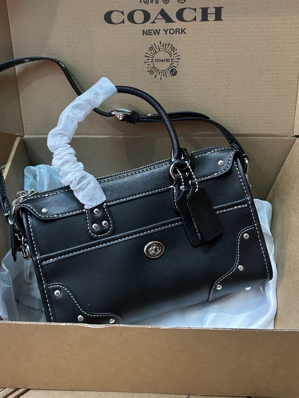 Coach black motorcycle bag